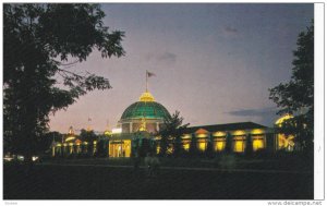 Horticulture Hall, CNE at night, Toronto, Canada, 1940-60s