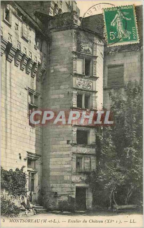 Old Postcard Montsoreau M and L Escalier du Chateau