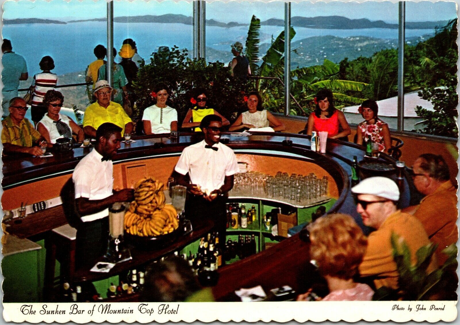 Sunken Bar Mountain Top Hotel Virgin Islands Postcard Banana Daiquiris