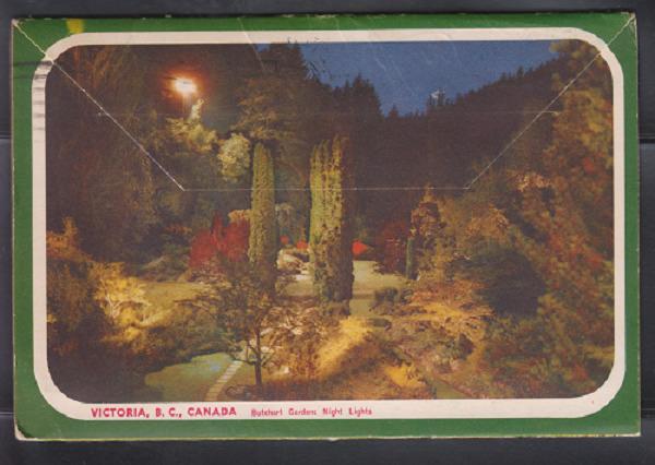 CANADA POSTCARD FOLDER 0021 - BUTCHART GARDENS VICTORIA BC - c1950S USED