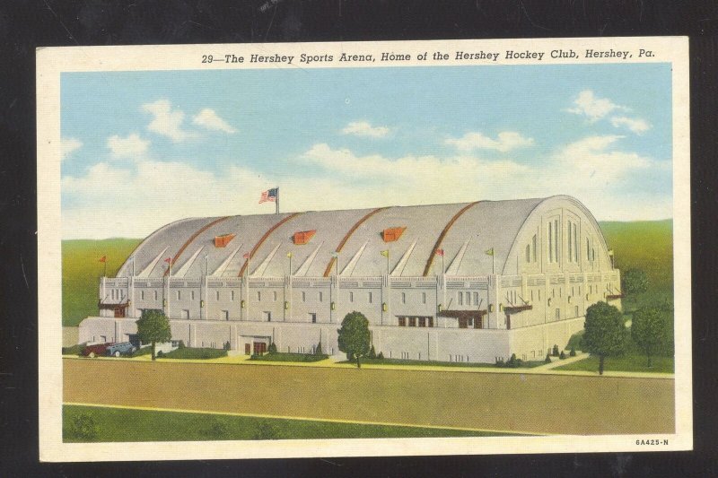 HRSHEY PENNSYLVANIA PA. HOCKEY STADIUM PA. SPORTS ARENA VINTAGE POSTCARD