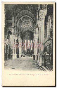 Old Postcard Overview of the Interior of the Basilica of N D Fourviere