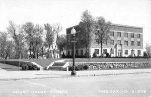 Madison South Dakota Court House Square Real Photo Antique Postcard K82271