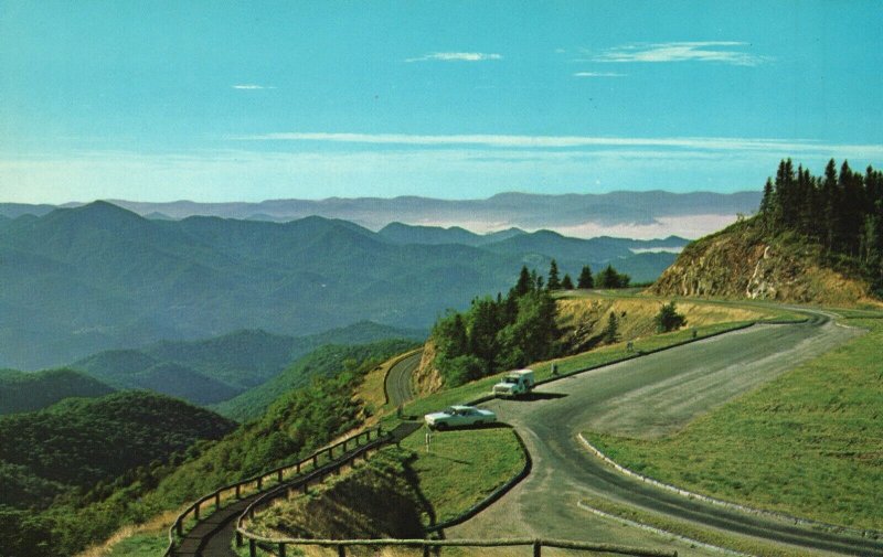 Vintage Postcard Waterrock Knob Overlook Blue Ridge Parkway Western NC