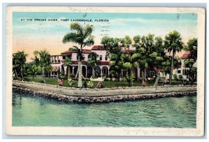 Fort Lauderdale Florida FL Postcard At The Erkins Home Residence 1932 Vintage