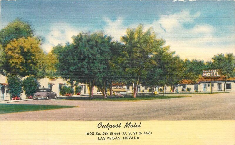 Nevada Las Vegas Outpost Motel roadside Colorpicture Postcard 22-6641