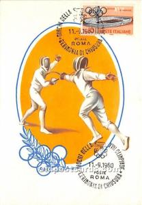 Fencing Olympic 1960 Stamp on front 