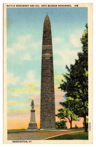 Vintage Battle Monument and Col. Seth Warner Monument, Bennington, VT Postcard