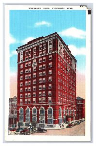 Postcard Vicksburg Hotel Vicksburg Miss. Mississippi Antique Automobiles