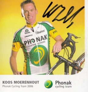 Koos Moerenhout Dutch Cycling Cyclist Champion Phonak Team Hand Signed Photo