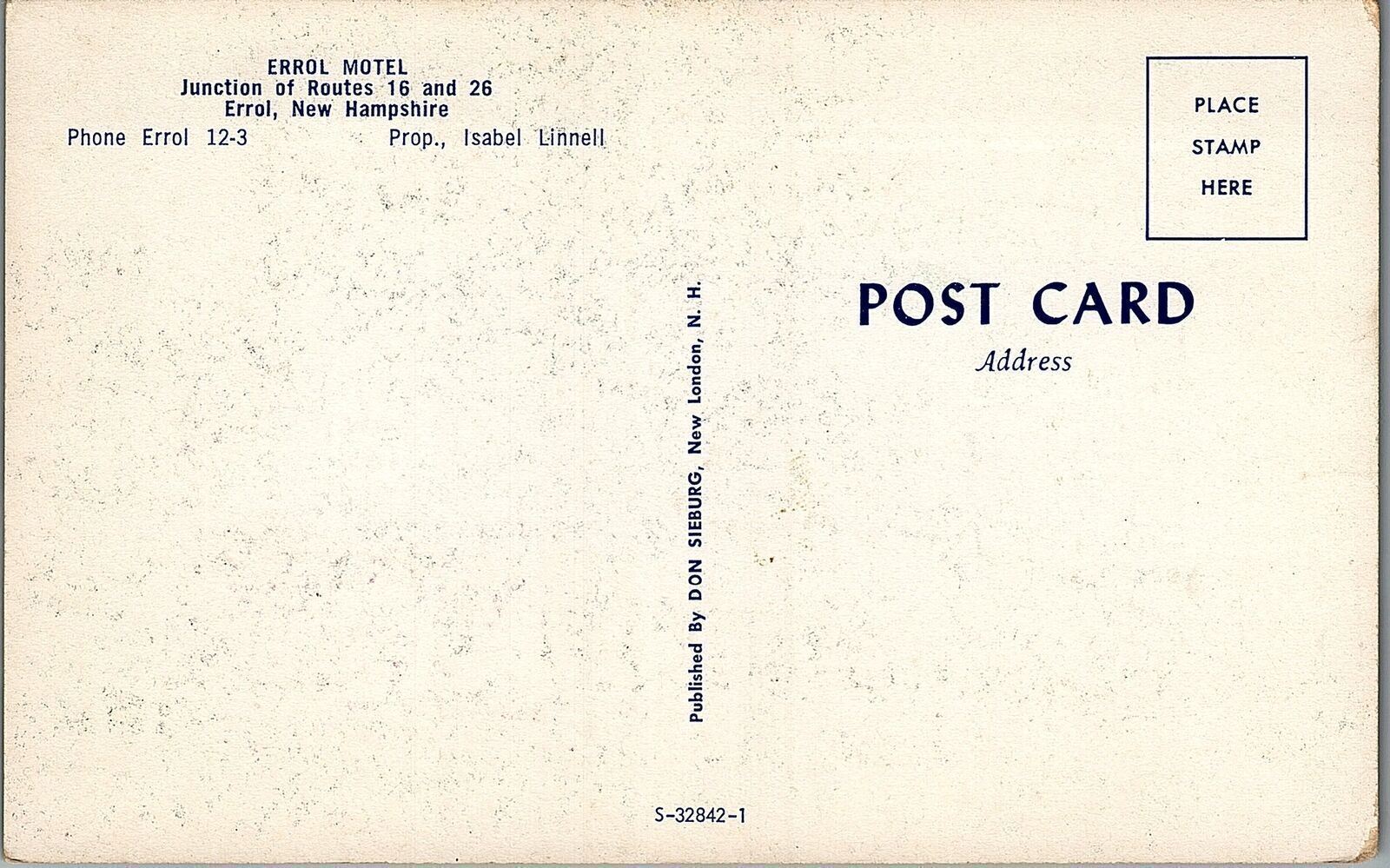 Vintage Errol New Hampshire Errol Motel Junction RTS 16 and 26 Postcard