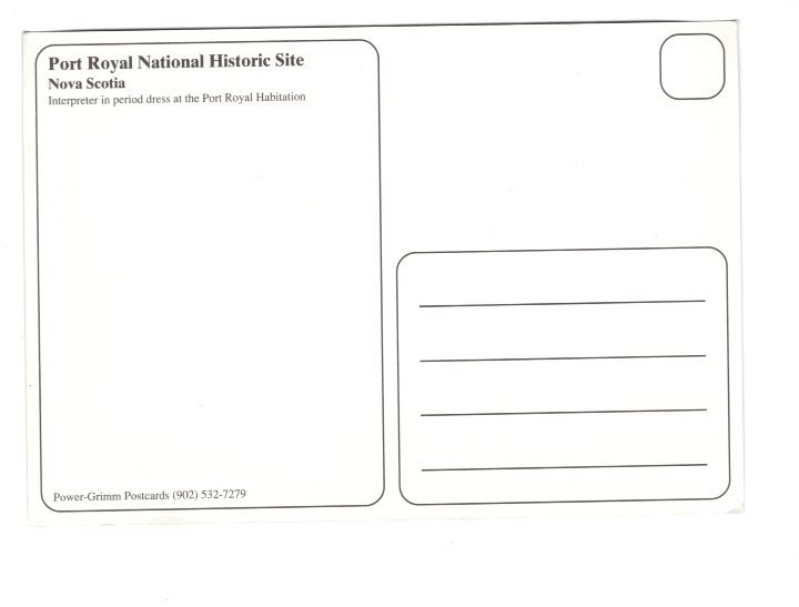 Period Dress Port Royal National Historic Nova Scotia, Large 5 X 7 inch Postcard