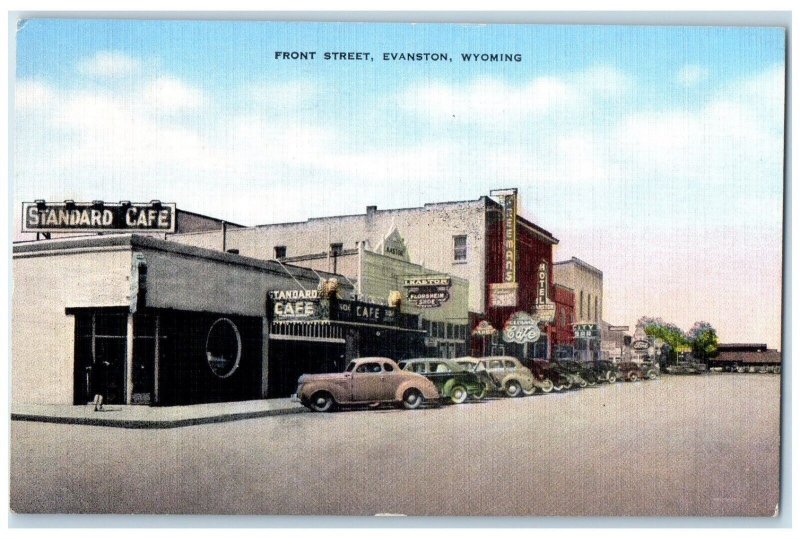 c1940 Front Street Exterior Building Evanston Wyoming Vintage Antique Postcard