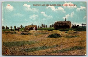 Farming~North Dakota~Timothy Grass & Red Clover Field Hay Scene~Vintage Postcard