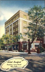 Flushing Long Island New York NY Hotel Sanford Linen Vintage Postcard