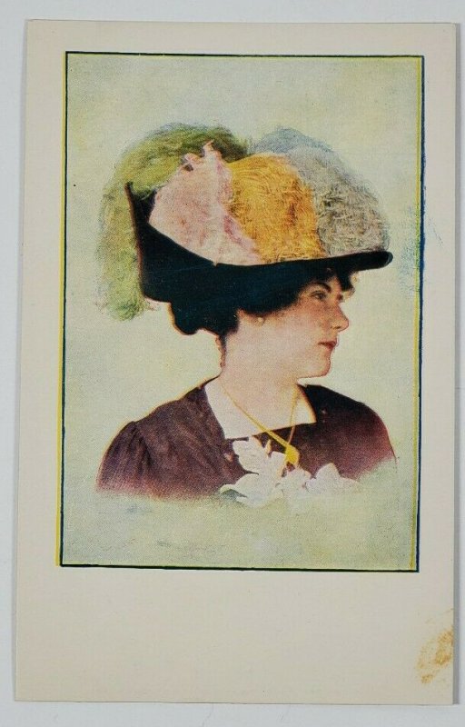 MILLINERY Trade Advertising Fluffy Toppped Hat Postcard M17