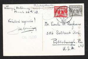 JAPAN Stamps on Postcard Used c1938 Netherlands to USA