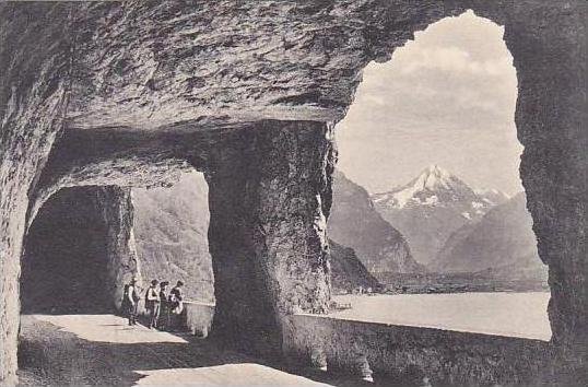 Switzerland Axenstrasse Blick nach Fluelen und Bristenstock