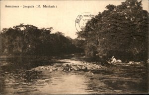 Manaus Brazil Rafting on the Amazon c1900-20s Vintage Postcard