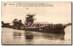 Old Postcard Zeebrugge The Thells English torplleur when i port congestion