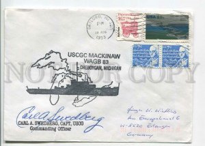 481693 1993 US Ship Mail Officer's Signature to Germany special cancellation