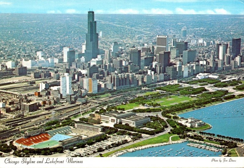 Illinois Chicago Skyline and Lakefront Marinas
