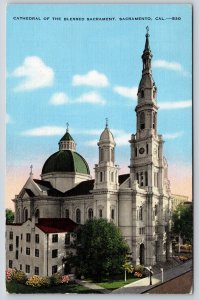 Sacramento California~Cathedral Of The Blessed Sacrament~PM 1943 Linen Postcard