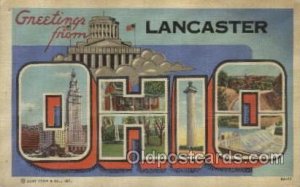 Lancaster, Ohio, USA Large Letter Towns 1948 crease left top corner tip, ligh...