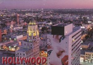 California Hollywood At Night Aerial View