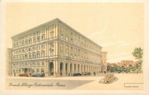 Postcard 1930s Rome Italy Albergo Continental Hotel autos occupation FR24-246 0