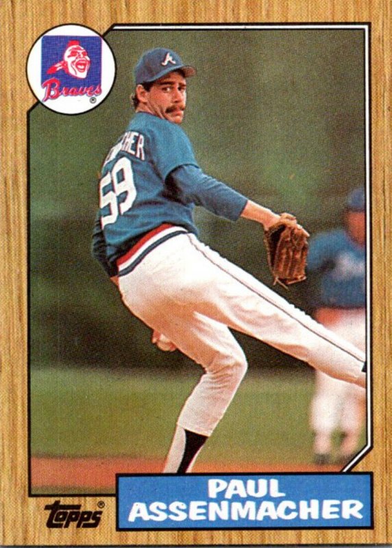 1987 Topps Baseball Card Paul Assenmacher Pitcher Atlanta Braves sun0718