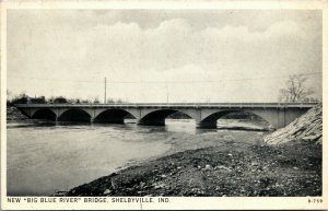 Postcard IN Shelby County Shelbyville New Big Blue River Bridge ~1930 S10