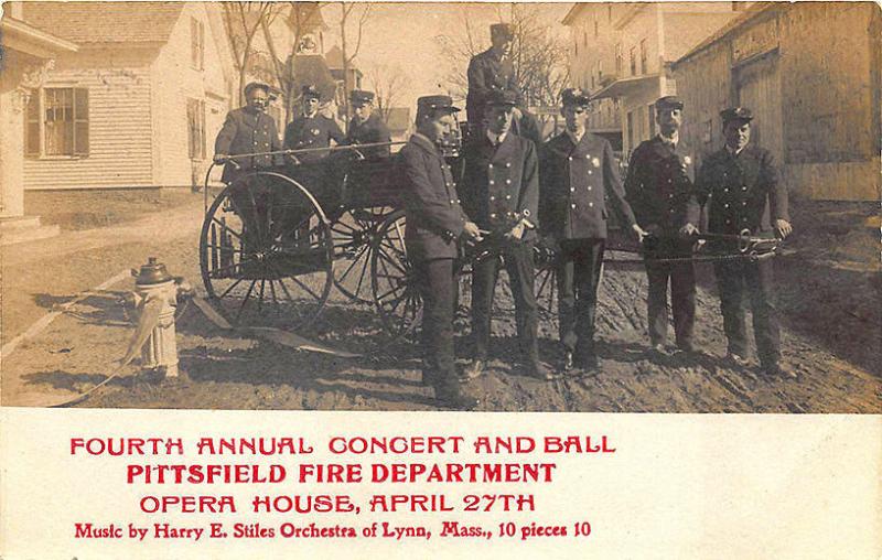 Pittsfield MA Firemen Department Equipment RPPC Real Photo Postcard