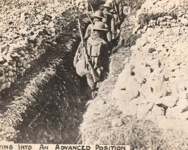 WWI World War Great War RPPC Postcard c.1914 U.S. Troops Moving into Position