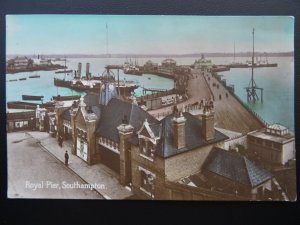 SOUTHAMPTON Royal Pier / Paddle Steamer c1905 RP Postcard by H.C. Bromide Co.