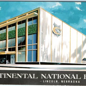 c1950s Lincoln NE Continental National Bank Bldg Art Illustration Chrome PC A300