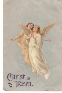 Angels singing. Christ if Risen Old vintage antique Eglish religious postcard