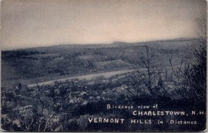 Birdseye View of Charlestown NH, Vermont Hills in Distance Vintage Postcard Y71