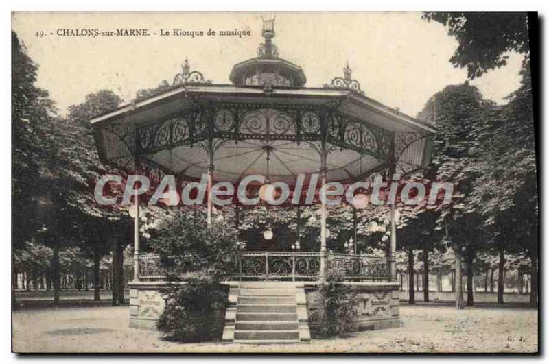 Old Postcard Chalons Sur Marne The Musical Kiosk