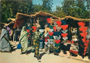 Africa in colors market scene ethnic types postcard