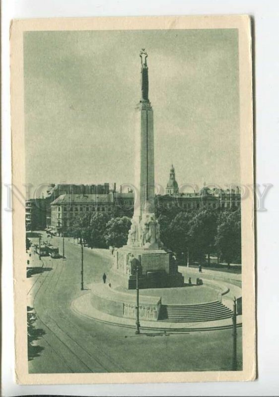 437436 Latvia Riga freedom Monument trams Vintage postcard