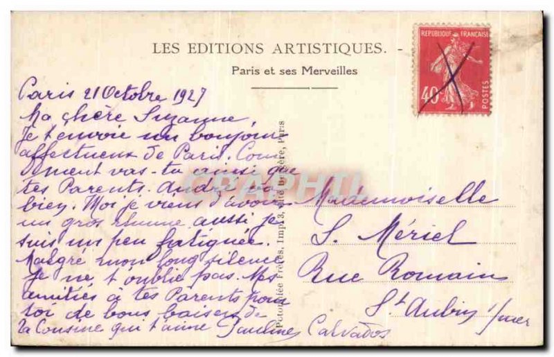 Old Postcard Paris St Jacques Tower