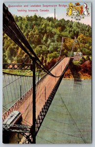 Queenston Canada - Lewiston NY Suspension Bridge, Antique FH Leslie Postcard NOS