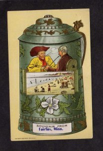 MN Souvenir From Fairfax Minnesota Beer Stein Embossed Beach Postcard