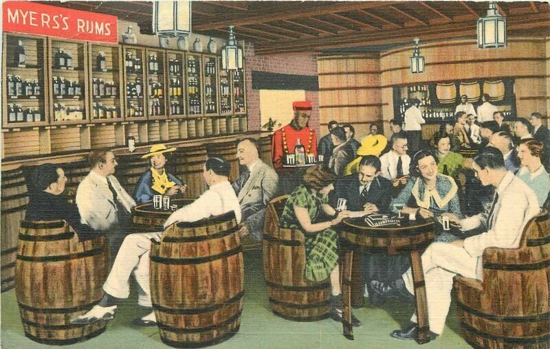 Caribbean Jamaica Myers Liquor 1940s Postcard Planters Punch Teich 21-3486 