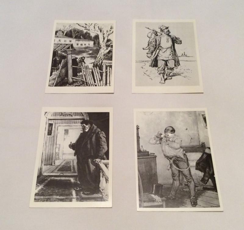 DEAD SOUL Vintage Ful set 16 Russian postcards 1978 by Laptev to Gogol's poem 