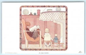 WILLEBEEK LE MAIR Artist Signed A COSY CORNER The Children's Corner  Postcard