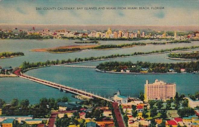 Florida Miami Beach County Causeway Bay Islands and Miami From Miami Beach