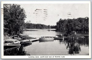Postcard Sixmile Lake Ontario 1951 Landing Dock South West End Boats Muskoka