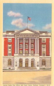 Rutland Vermont United States Post Office  Linen Postcard Unused Dexter Press